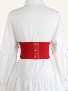 Lace-up Corset Belt - Red - View 2