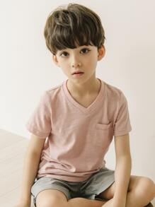 Niños Camiseta con parche de bolsillo - Rosa vieja - Ver 1