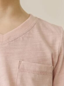 Niños Camiseta con parche de bolsillo - Rosa vieja - Ver 3