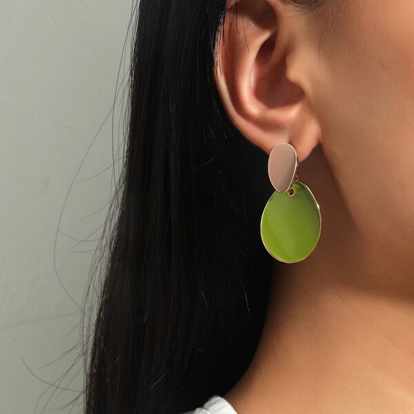 

Geometric Design Earrings, Green