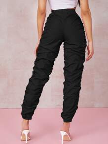 SHEIN BAE Ruched Toggle Drawstring Windbreaker Pants
