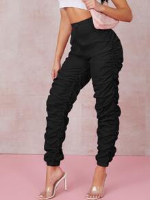 SHEIN BAE Ruched Toggle Drawstring Windbreaker Pants