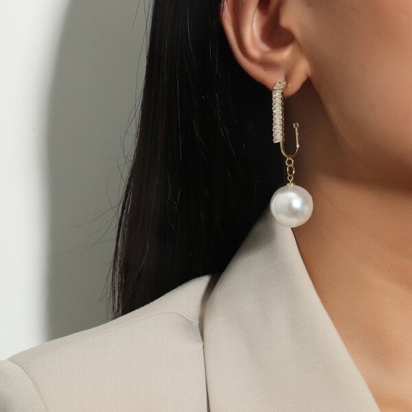 

Faux Pearl Drop Earrings, Gold
