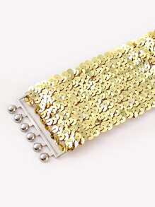 Sequins Decor Wide Belt - Gold - View 4