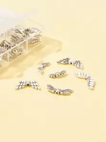 60 顆混合鋅合金翼珠適用於 Diy 手鍊、項鍊製作 - 銀色 - 查看 2