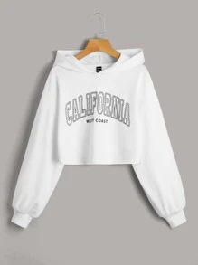 Muchica Letter Graphic Drop Shoulder Hoodie - White - View 1