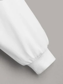 Muchica Letter Graphic Drop Shoulder Hoodie - White - View 3