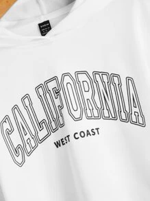 Muchica Letter Graphic Drop Shoulder Hoodie - White - View 4