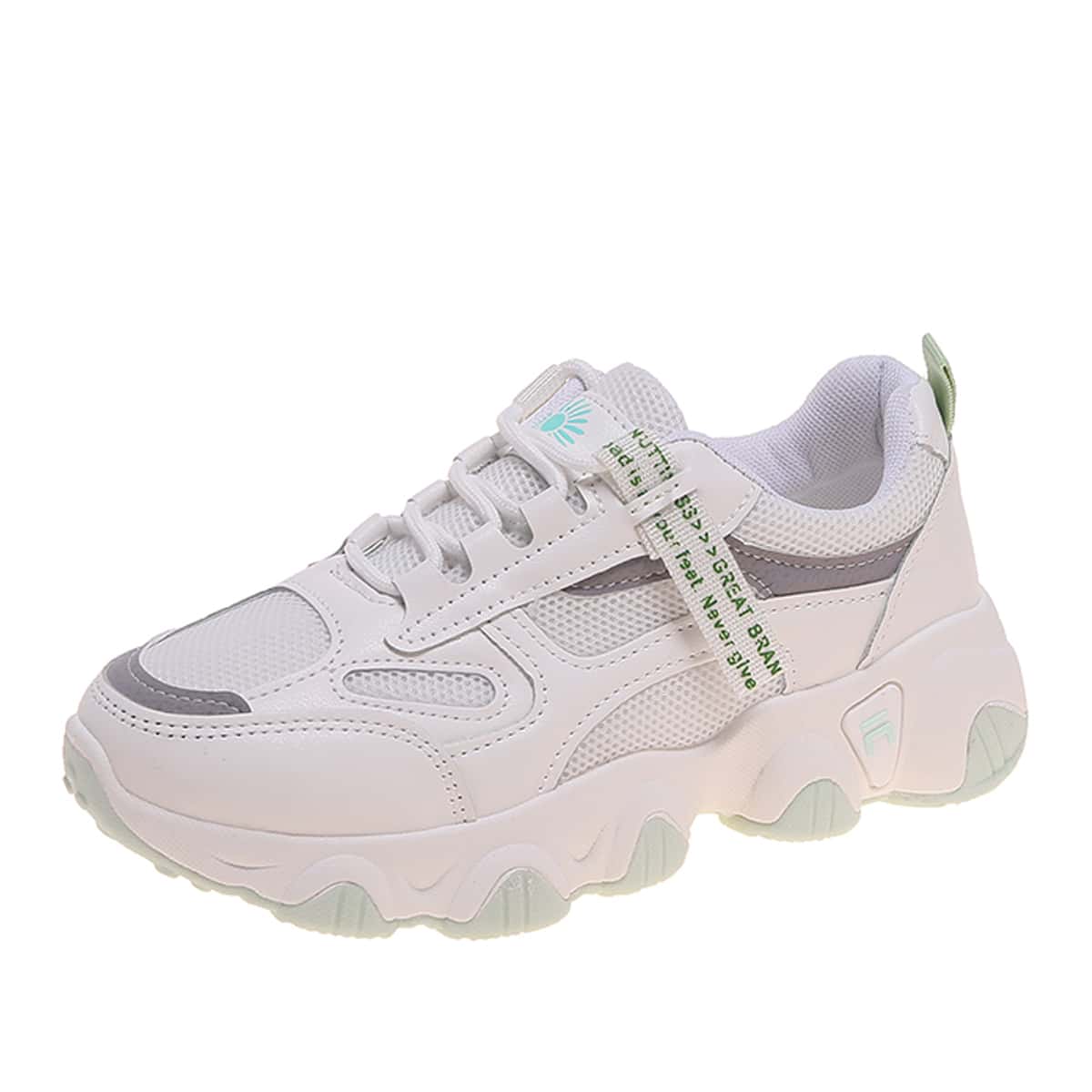 

Lace Up Front Mesh Panel Sneakers, White
