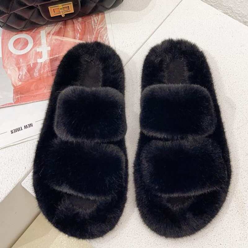 

Minimalist Fluffy Slippers, Black