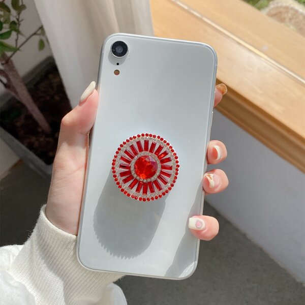 

Clear Phone Case With Rhinestone Stand-Out Phone Grip, Red