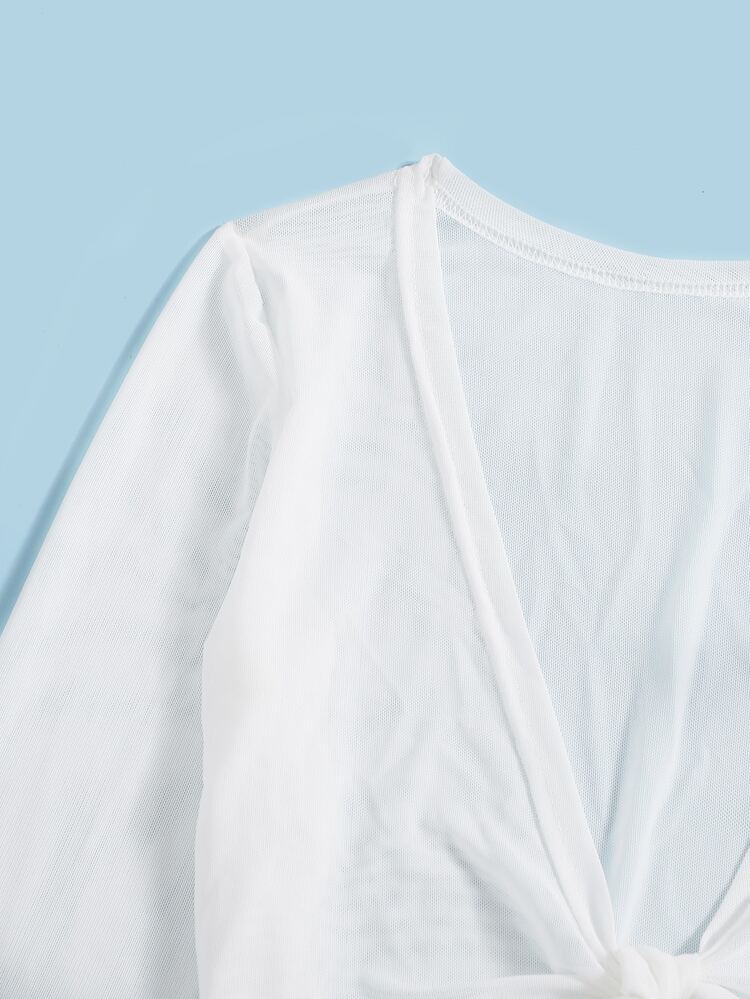 Niñas Bañador una pieza con tira cruzada con cover up - Blanco - Añade 5