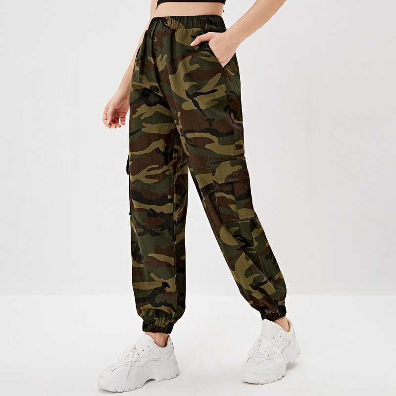 

Camo Print Cargo Pants, Army green