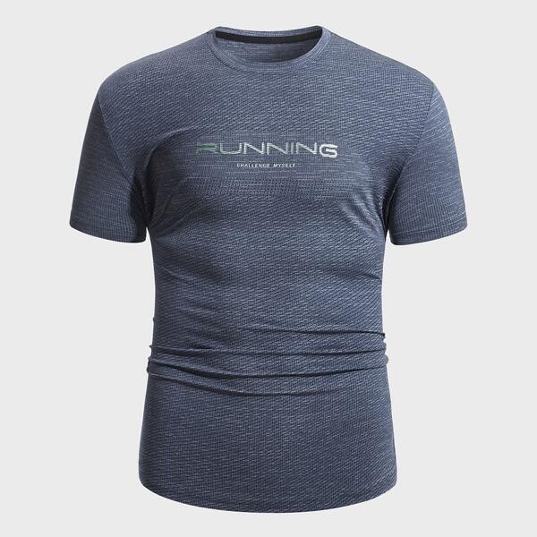 

Men Letter Graphic Sports Tee, Grey