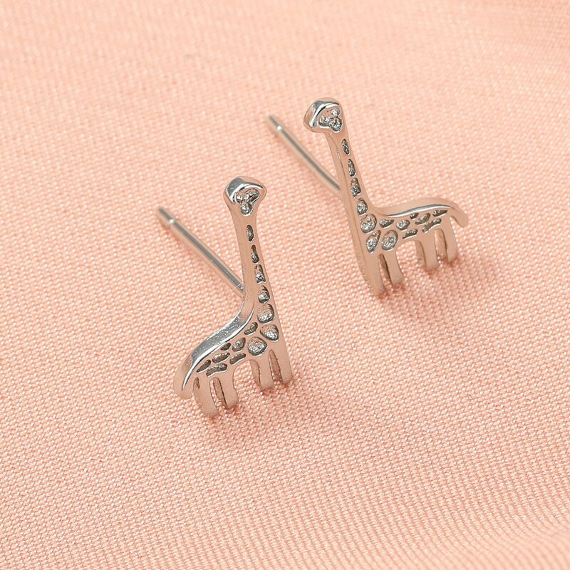 

Giraffe Design Stud Earrings, Silver