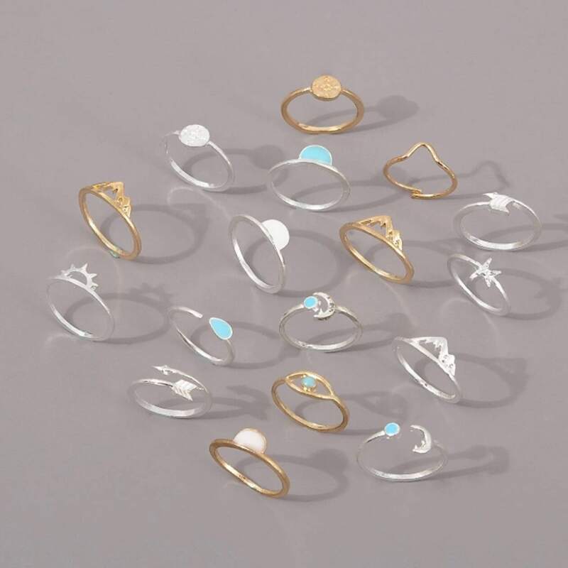 

17pcs Minimalist Ring, Silver