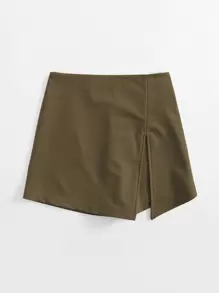 SHEIN EZwear Plus Split Hem Skort - Army Green - View 4