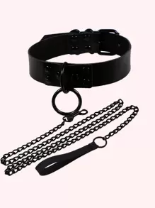 1 set collar y correa para mascotas exagerados personalizados ajustables para exteriores - Negro - Ver 1
