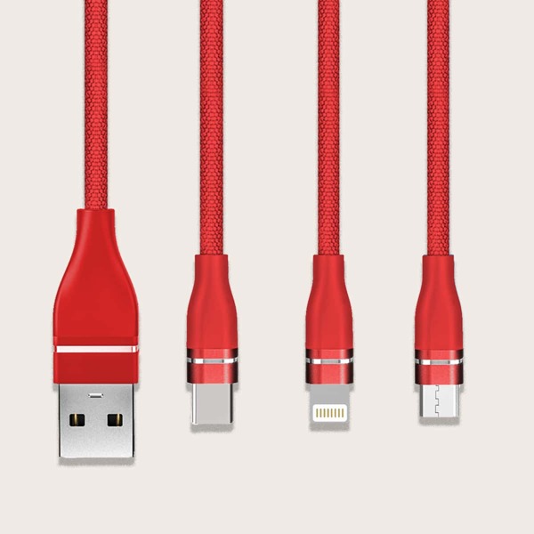 

3 In 1 Braided Data Cable, Red