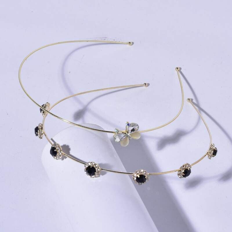 

2pcs Rhinestone Decor Headband, Black