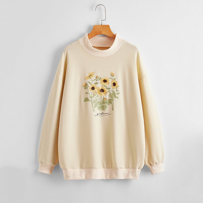 

Sunflower Print Sweatshirt, Apricot