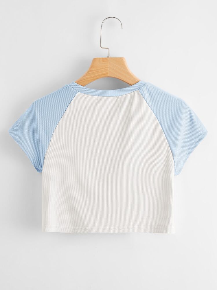 Muchica Svamptryck Raglan-Ärmar Beskuren T-shirt - Vitt - Visa 2