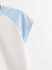 Muchica Mushroom Print Raglan Sleeve Crop Tee - White - View 4