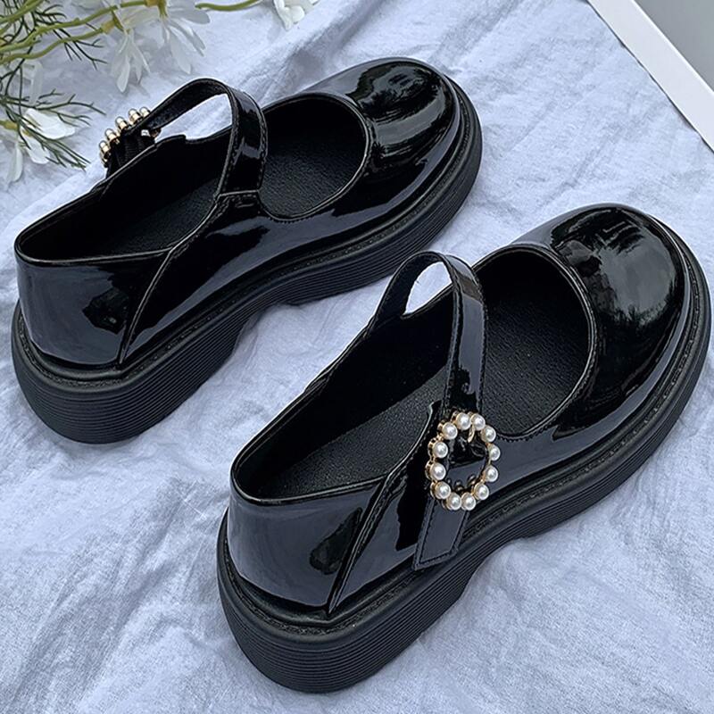

Faux Pearl Decor Mary Jane Flats, Black