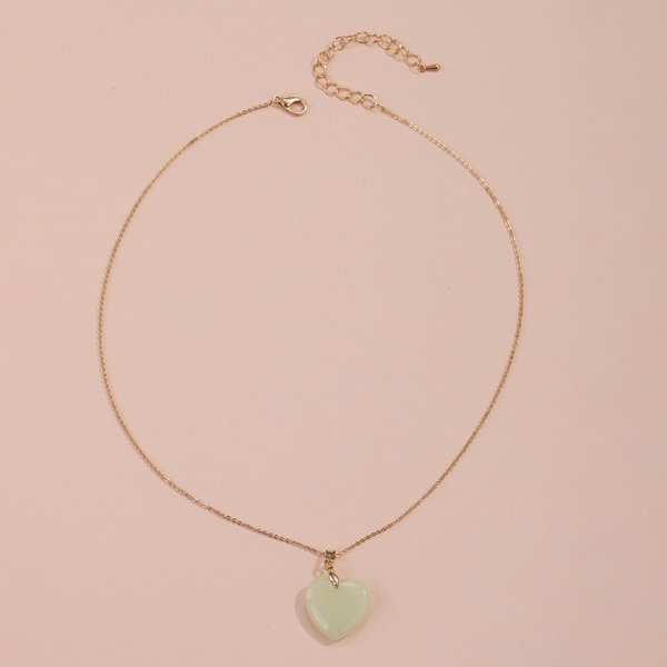 

Heart Pendant Necklace, Mint green