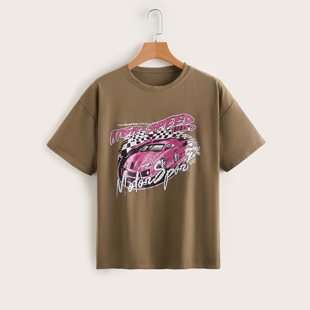 

Letter Car Graphic Tee, Mocha brown