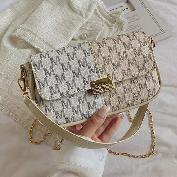 

Letter Graphic Flap Saddle Bag, Multicolor