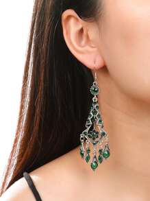 EMERY ROSE 水鑽裝飾耳墜 - 綠色 - 查看 2