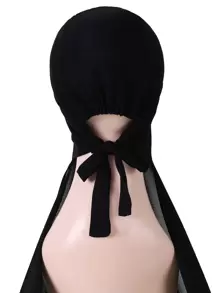 Simple Plain Hijab - Black - View 2