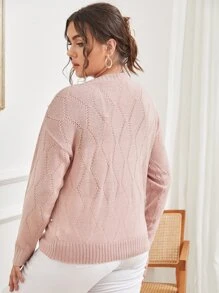 Vionelle Plus Pearl Detail Drop Shoulder Jumper - Baby Pink - View 2