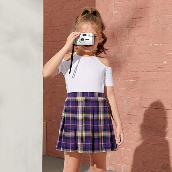 

Girls Cold Shoulder Solid Tee, White