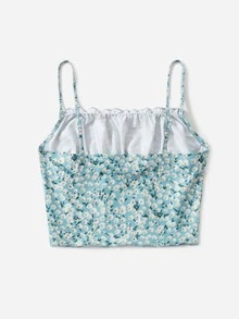 SHEIN Top de tirantes corto floral fruncido delantero - Multicolor - Ver 2