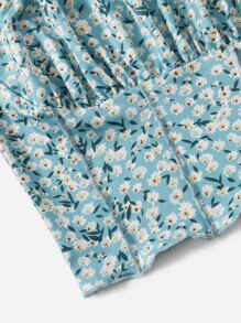 SHEIN Top de tirantes corto floral fruncido delantero - Multicolor - Ver 4