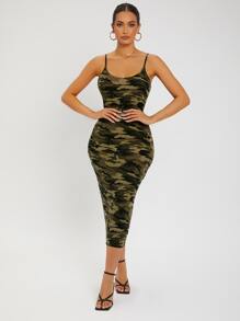 SHEIN SXY Camo Print Cami Bodycon Dress - Multicolor - View 3