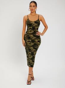 SHEIN SXY Camo Print Cami Bodycon Dress - Multicolor - View 4