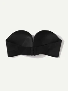 Solid Strapless Push Up Bra - Black - View 2