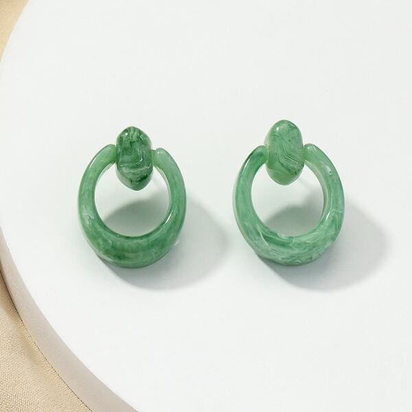 

1pair Acrylic Earrings, Green