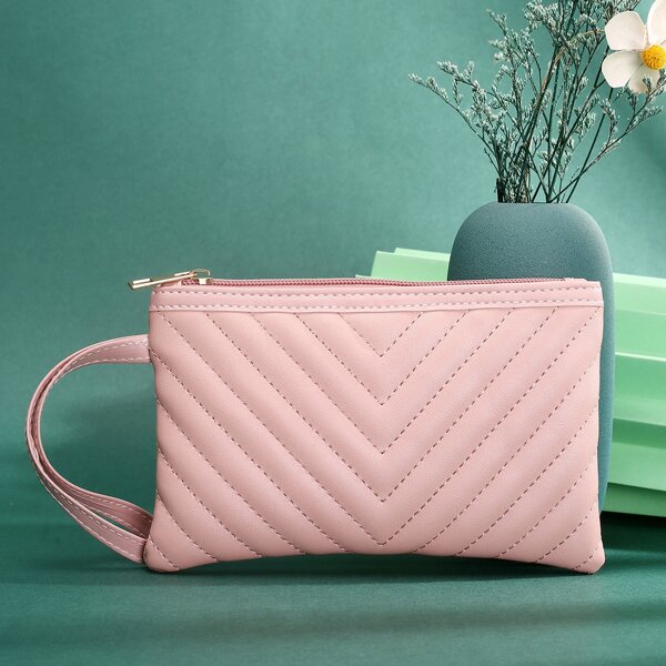 

Chevron Pattern Wristlet Bag, Pink