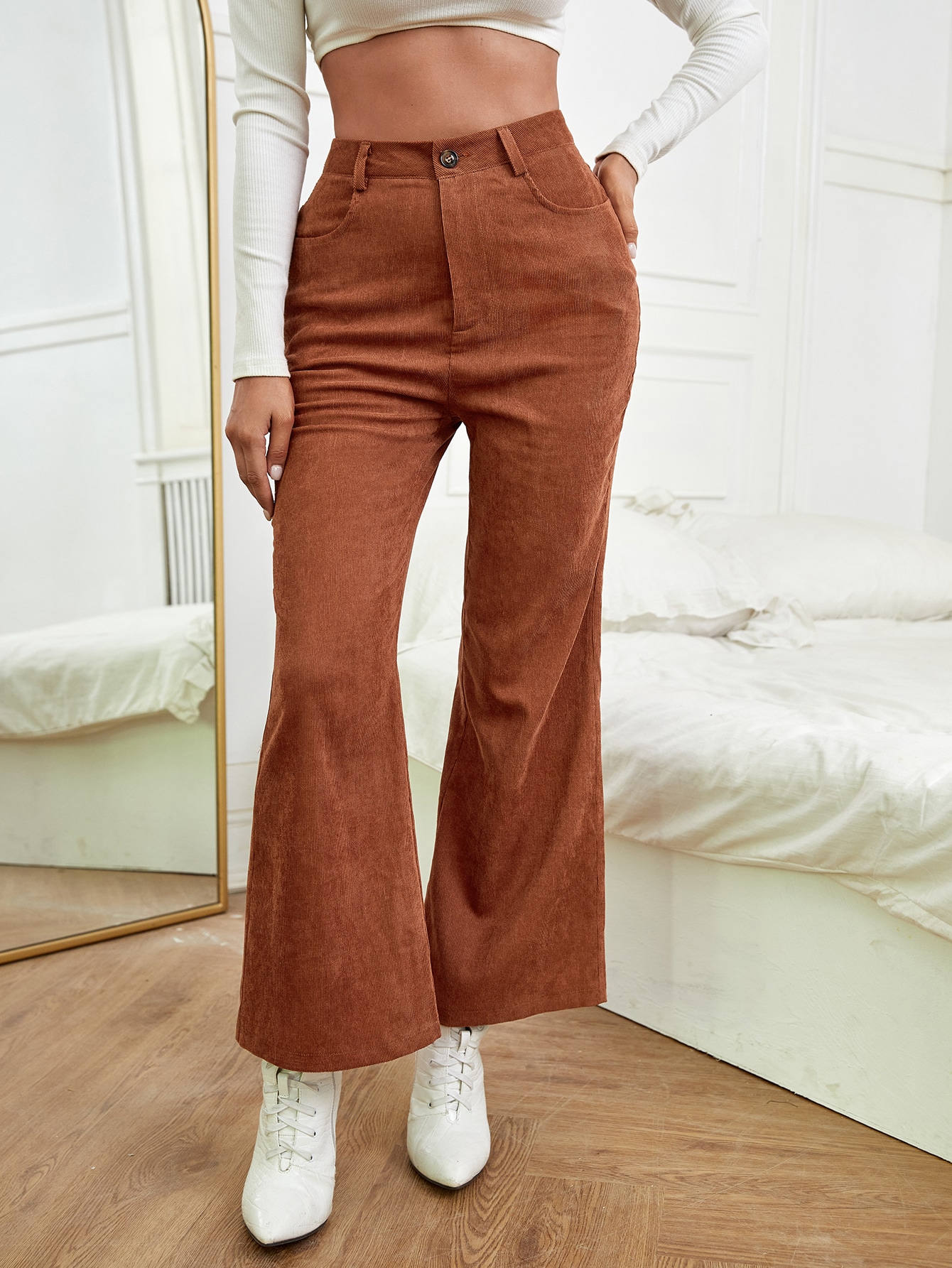 Waist Flare Leg Pants Without Belt | SHEIN