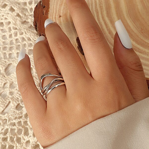

Minimalist Cuff Ring, Antique silver