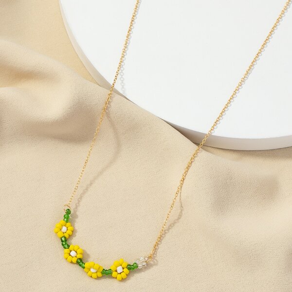 

Flower Decor Necklace, Multicolor