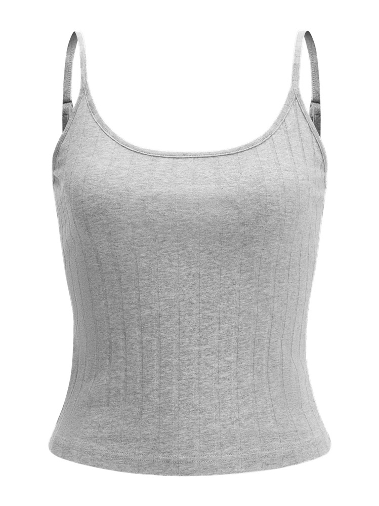 SHEIN EZwear Rib-knit Cami Top - Light Grey - View 1