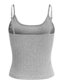 SHEIN EZwear 羅紋針織吊帶上衣 - 淺灰色 - 查看 2