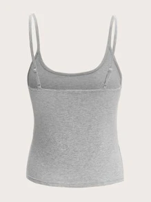 SHEIN EZwear Summer Outfits Solid Cami Top & Split Hem Grid Skirt Set - Light Grey - View 2