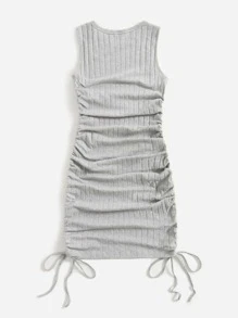 Muchica 抽褶抽繩包臀連衣裙 - 淺灰色 - 查看 2
