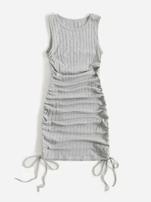 Muchica 抽褶抽繩包臀連衣裙 - 淺灰色 - 查看 3